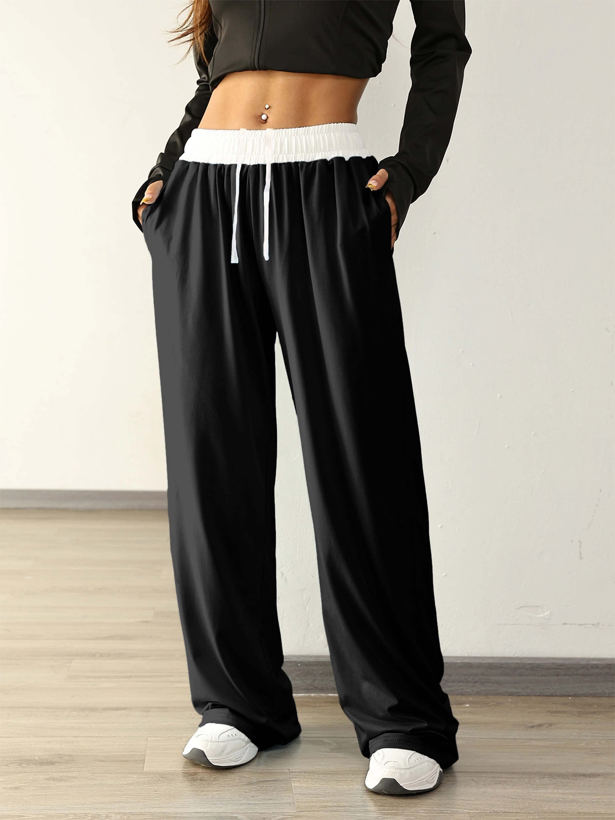 Heidi-Mode | Hohe Stretch Farbkombination Trainingshose mit Taschen