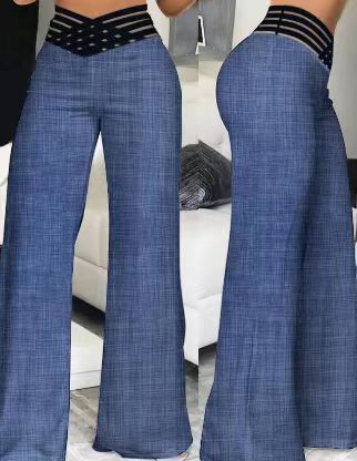 Heidi-Mode | Hohe Taille Weite Beine Dekorativer Bund Lange Länge Stretch Komfort - Image 4