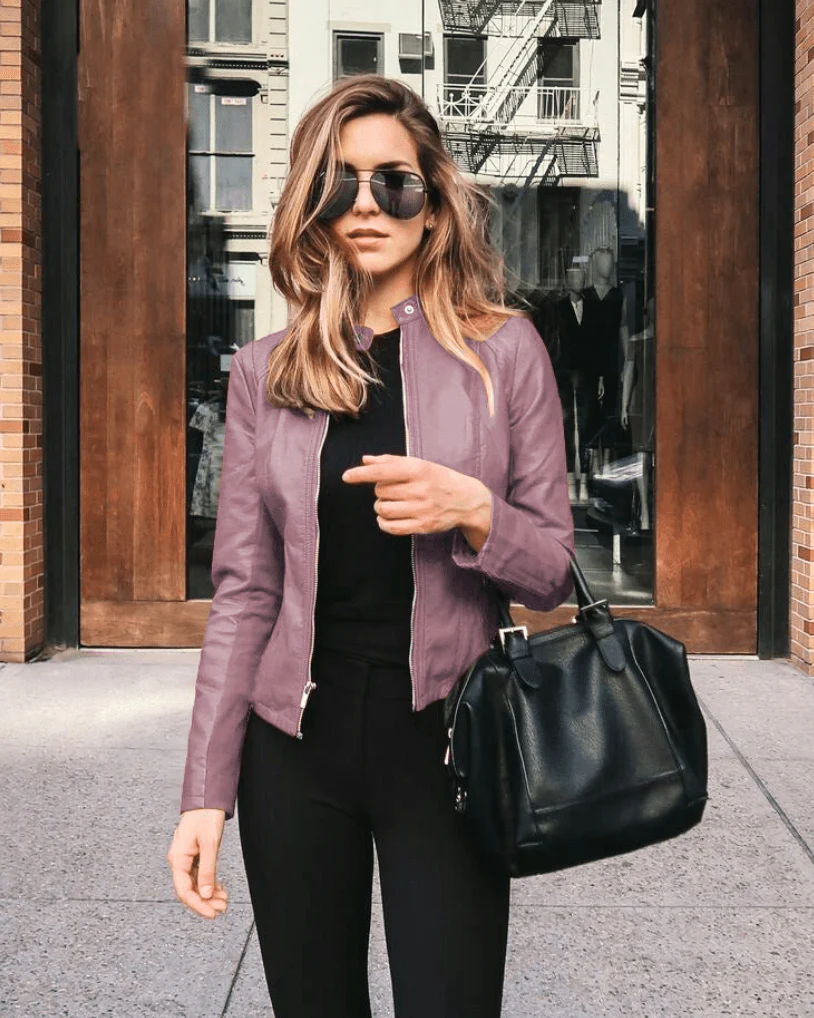 Heidi-Mode | Jacke Damen Slim Fit Lederjacke Damen Perfekt für Den Herbst Trendy & Lässig - Image 12