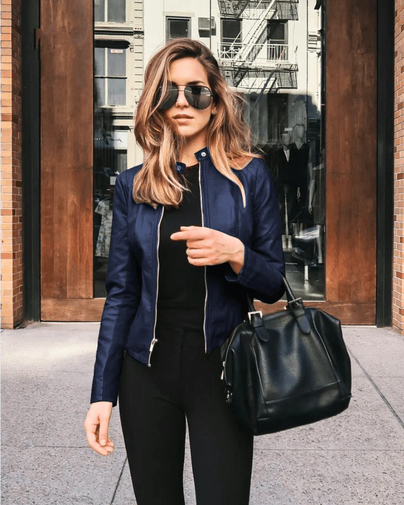 Heidi-Mode | Jacke Damen Slim Fit Lederjacke Damen Perfekt für Den Herbst Trendy & Lässig - Image 3