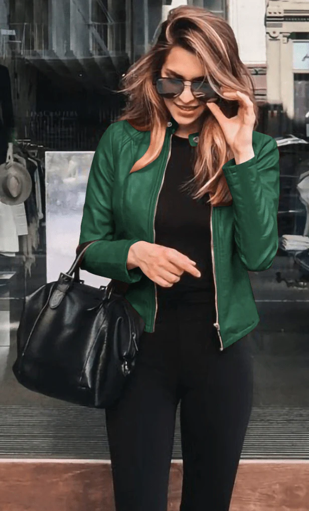 Heidi-Mode | Jacke Damen Slim Fit Lederjacke Damen Perfekt für Den Herbst Trendy & Lässig - Image 6