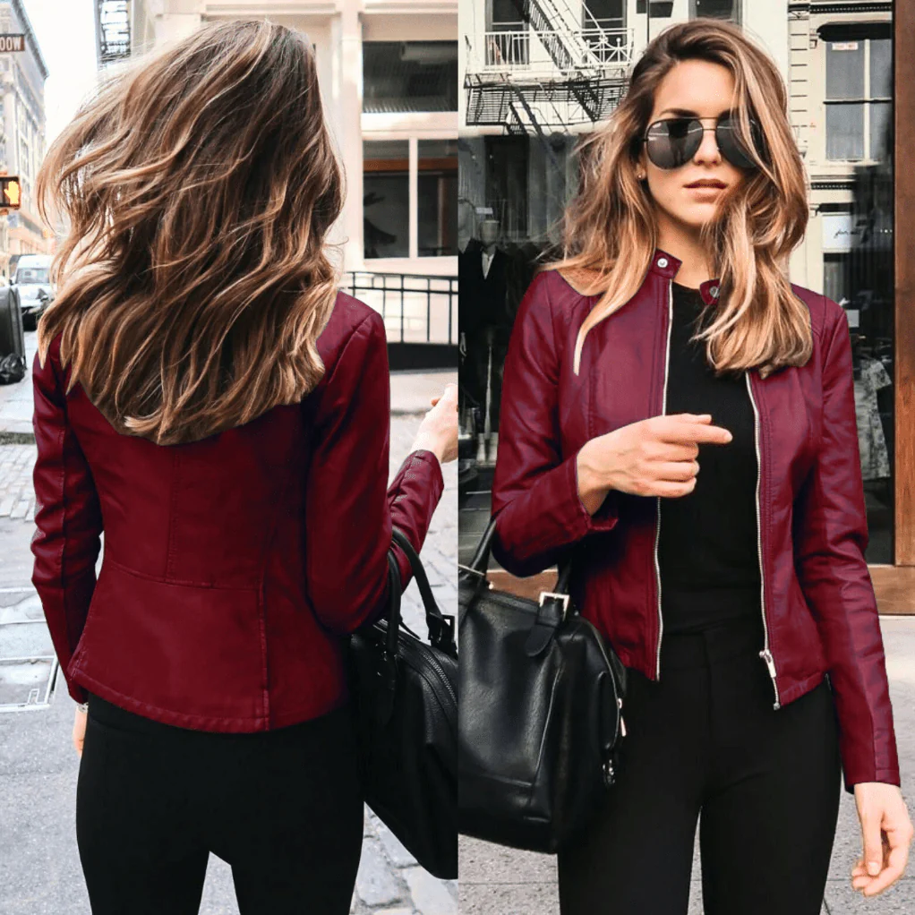 Heidi-Mode | Jacke Damen Slim Fit Lederjacke Damen Perfekt für Den Herbst Trendy & Lässig - Image 8