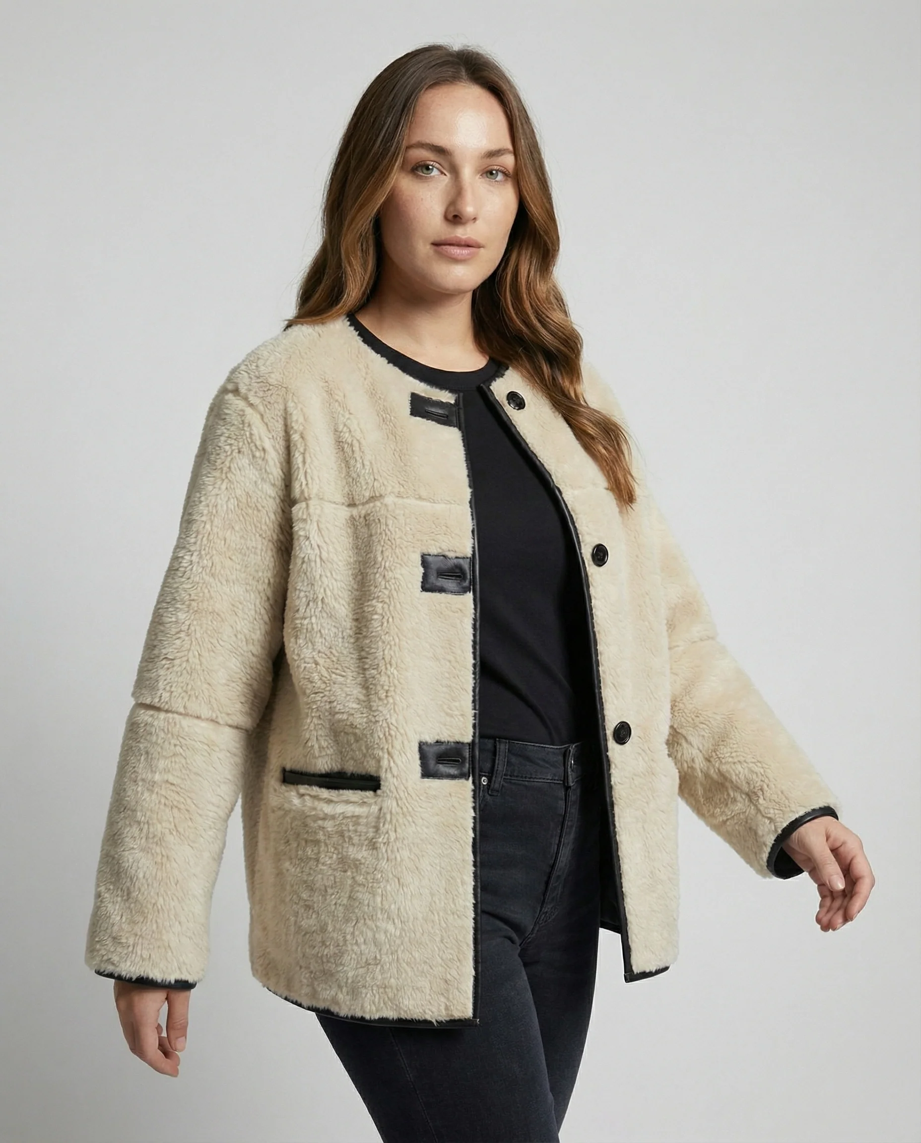 Heidi-Mode | Teddyjacke mit Knöpfen für Damen Agnes