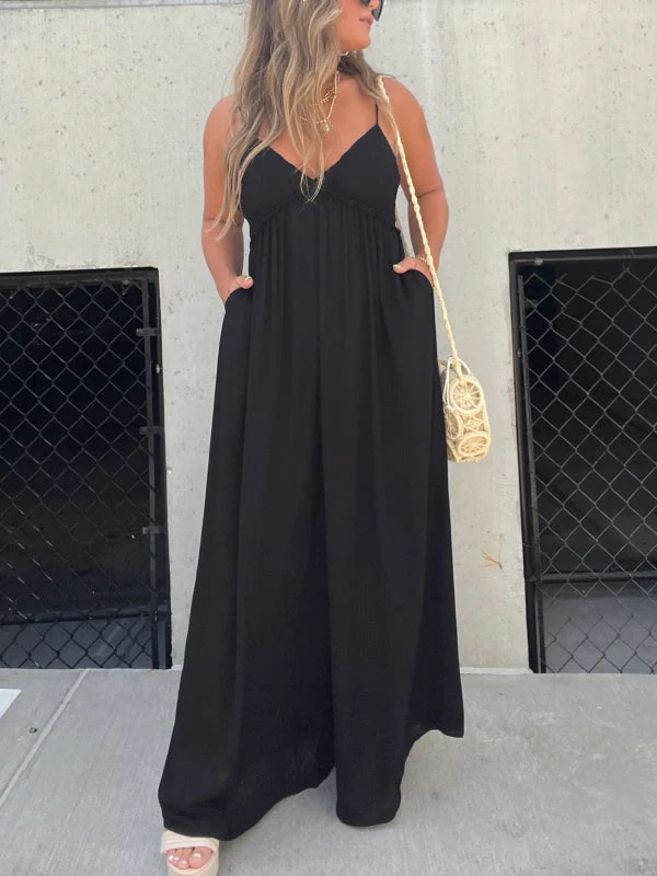 Heidi-Mode | Jumpsuit mit V-Ausschnitt und Breiten Trägern