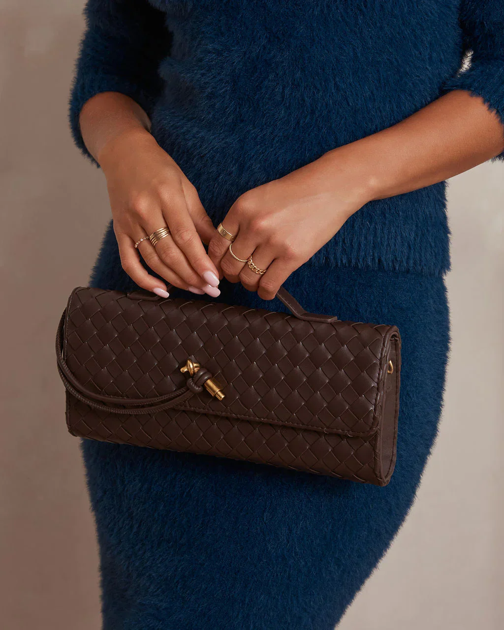 Heidi-Mode | Kaffee Damen Handtasche mit Geflochtenem Design