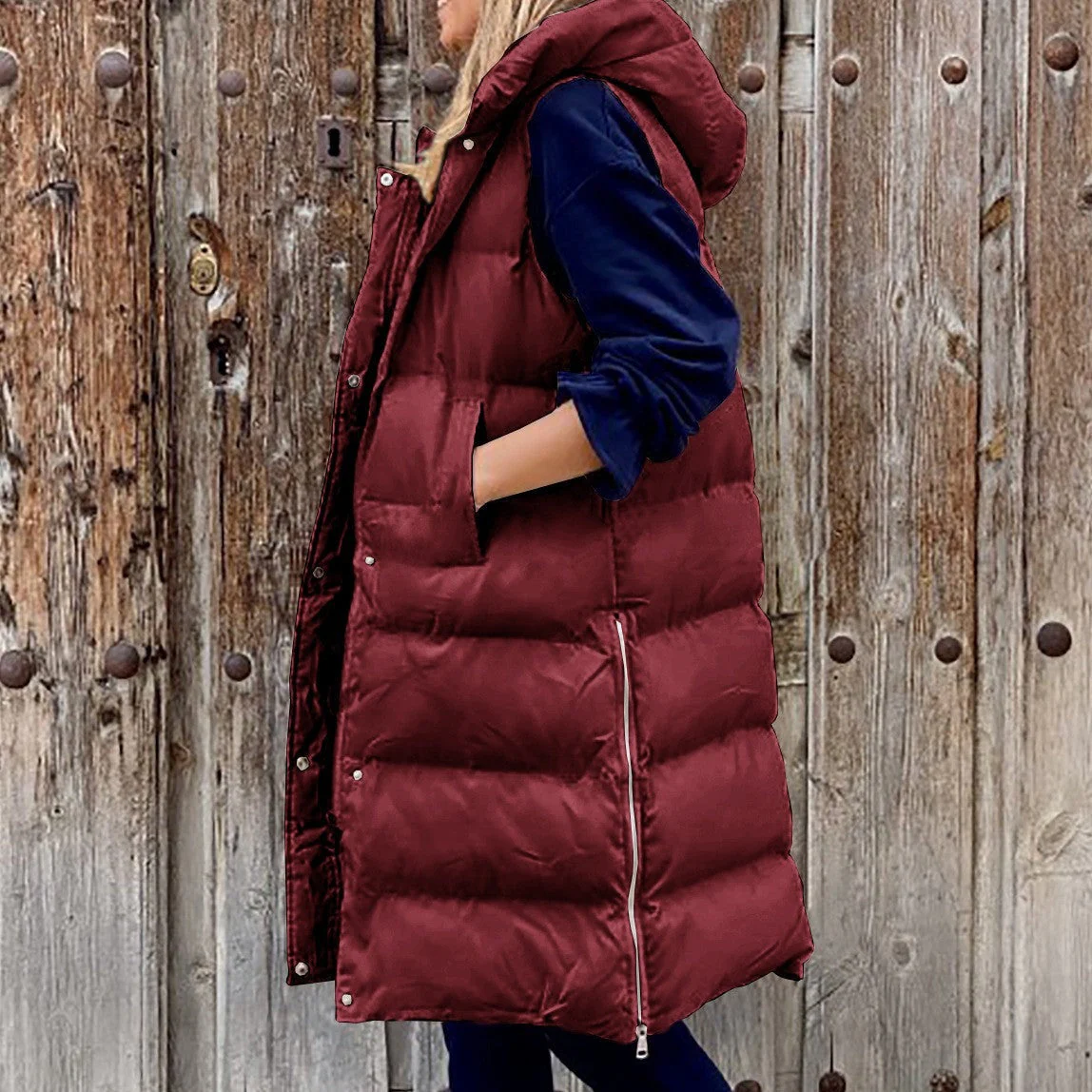 Heidi-Mode | Kapuze Lange Weste Lässig Mode Einreihig Jacke - Image 11
