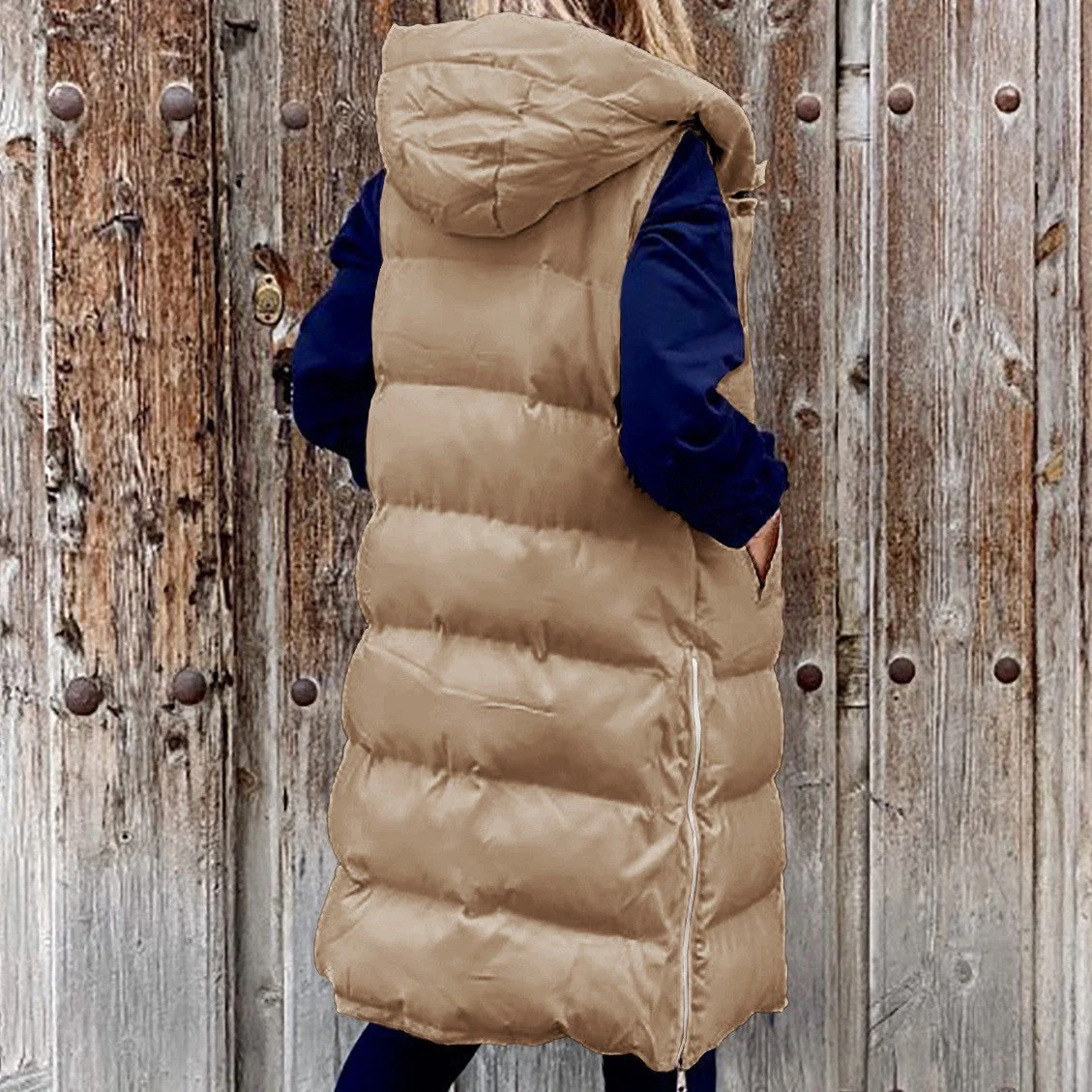 Heidi-Mode | Kapuze Lange Weste Lässig Mode Einreihig Jacke - Image 12