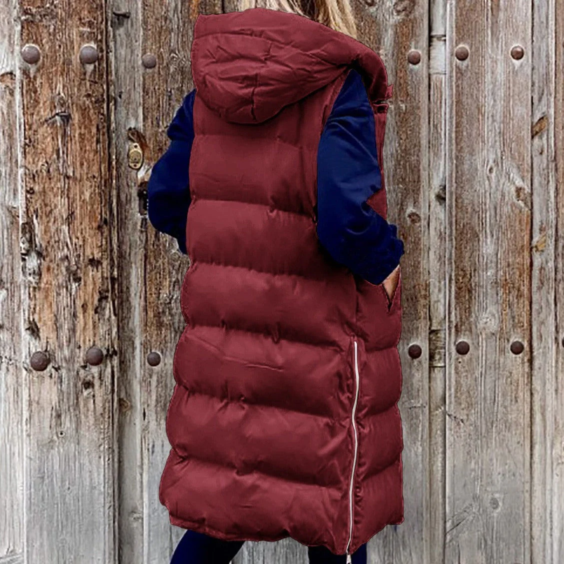 Heidi-Mode | Kapuze Lange Weste Lässig Mode Einreihig Jacke - Image 14