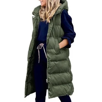 Heidi-Mode | Kapuze Lange Weste Lässig Mode Einreihig Jacke - Image 3