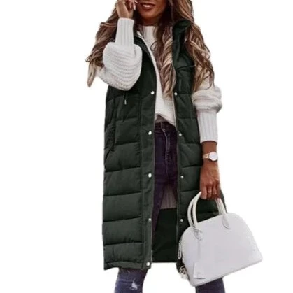 Heidi-Mode | Kapuze Lange Weste Lässig Mode Einreihig Jacke - Image 4