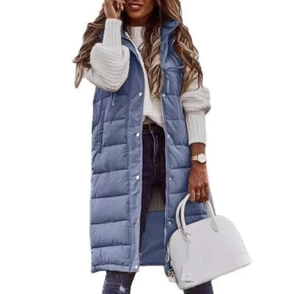 Heidi-Mode | Kapuze Lange Weste Lässig Mode Einreihig Jacke - Image 6