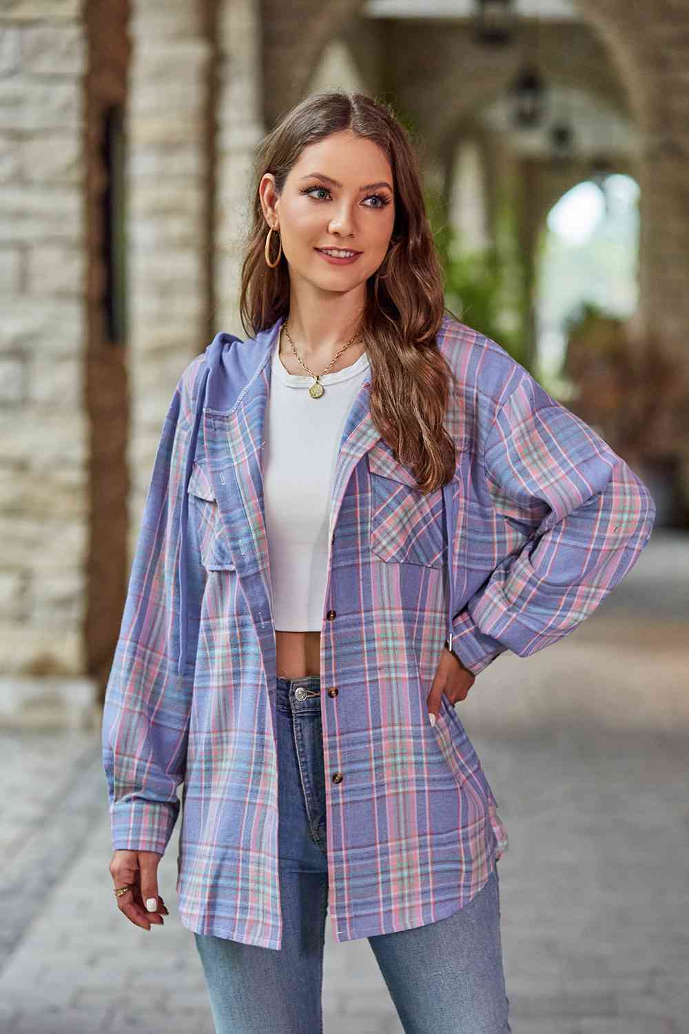 Heidi-Mode | Karierter Langarm Kapuzenjacke - Image 14