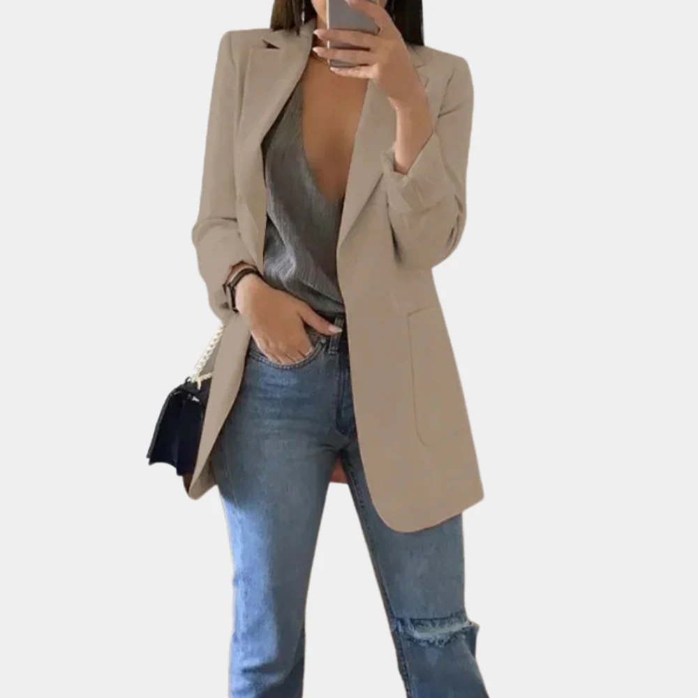 Heidi-Mode | Klassisch Offene Front Langer Blazer für Damen - Image 4