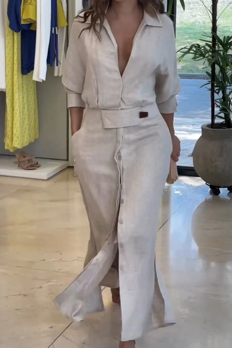 Heidi-Mode | Klassisches Leinen-Maxi-Kleid