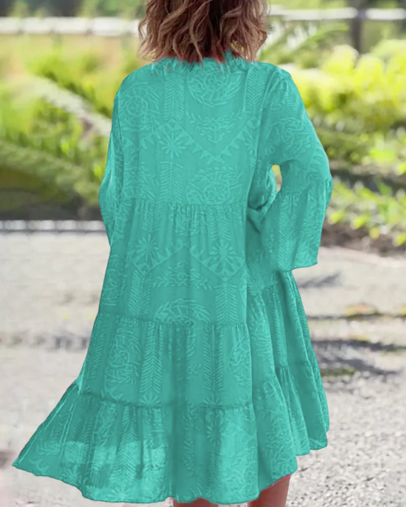 Heidi-Mode | Kleid mit 3/4-Ärmeln und Geometrischem Boho-Print - Image 7