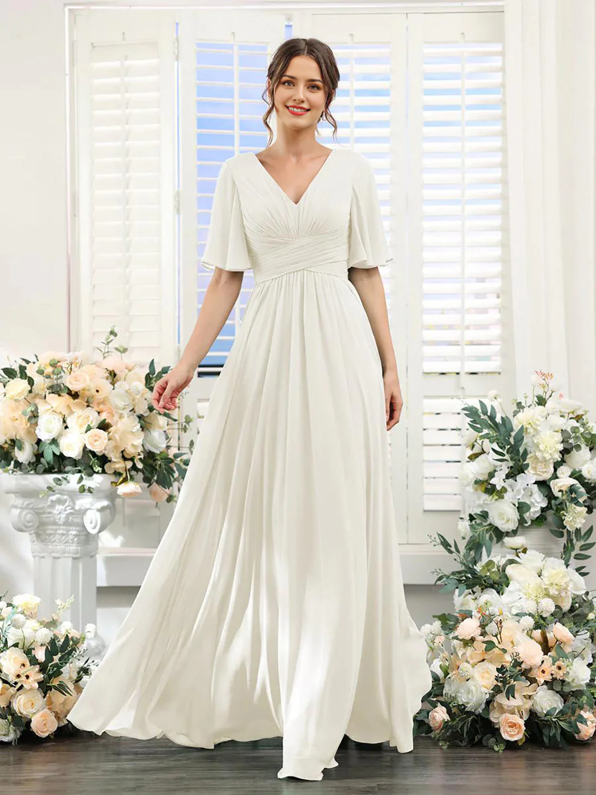 Heidi-Mode | Fließendes V-Ausschnitt Chiffonkleid für Damen - Image 10