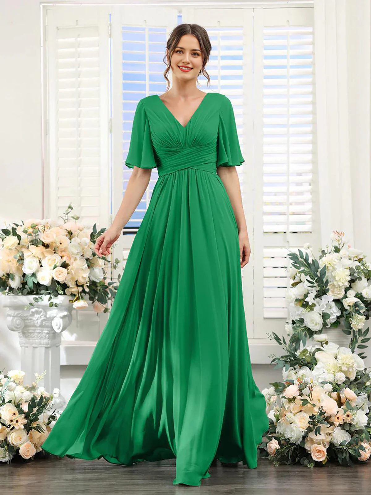 Heidi-Mode | Fließendes V-Ausschnitt Chiffonkleid für Damen - Image 11