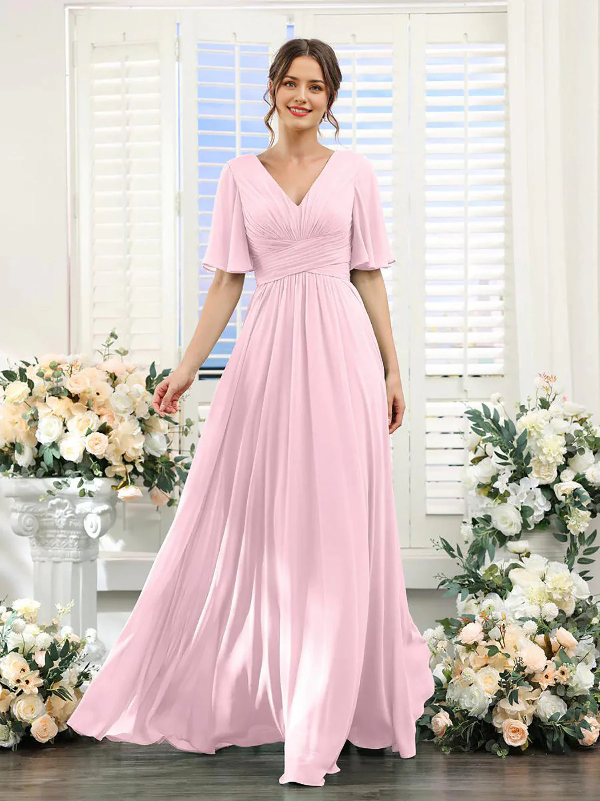 Heidi-Mode | Fließendes V-Ausschnitt Chiffonkleid für Damen - Image 13