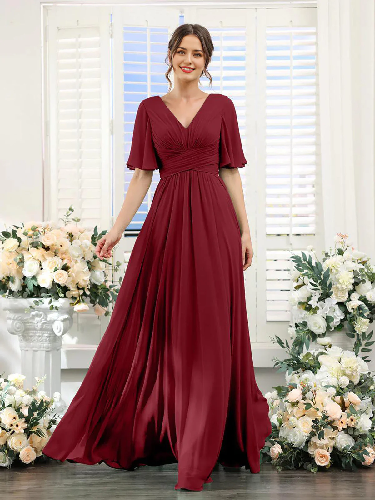 Heidi-Mode | Fließendes V-Ausschnitt Chiffonkleid für Damen - Image 4