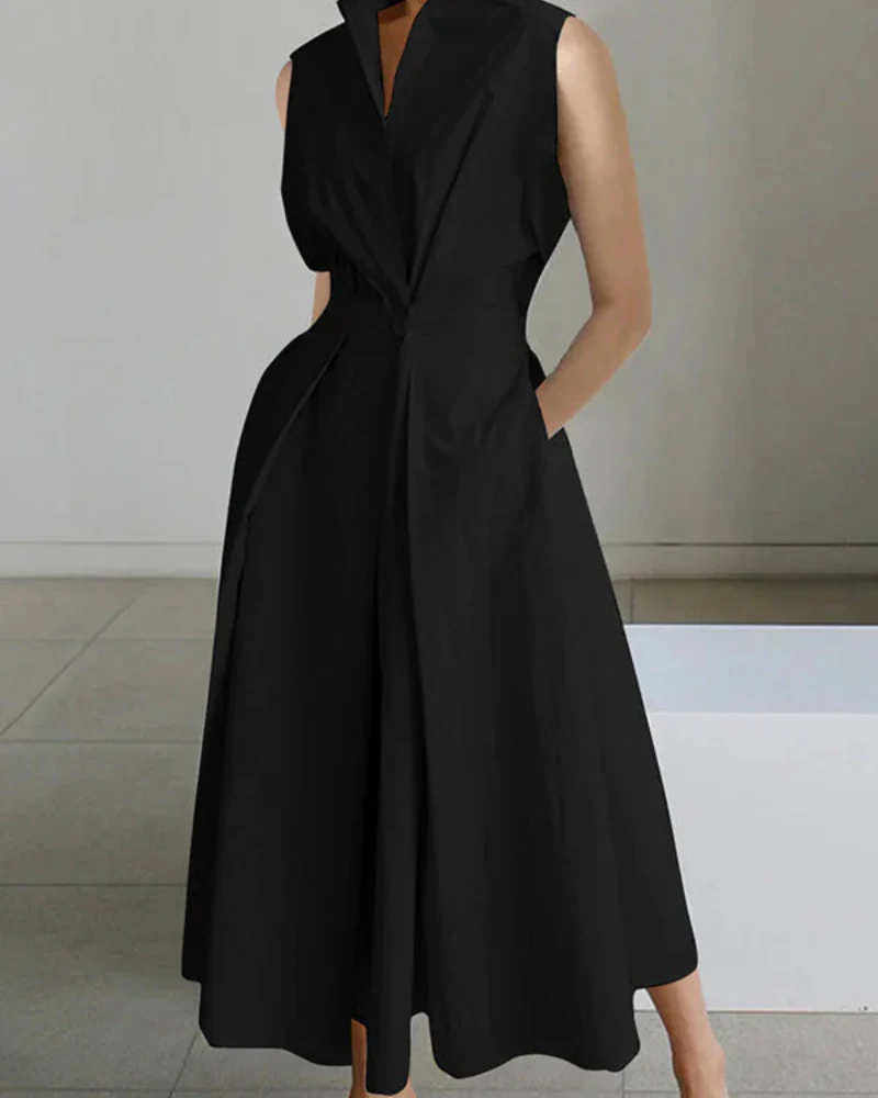 Heidi-Mode | Damen Kragenlos Kleid Stylisch - Image 3