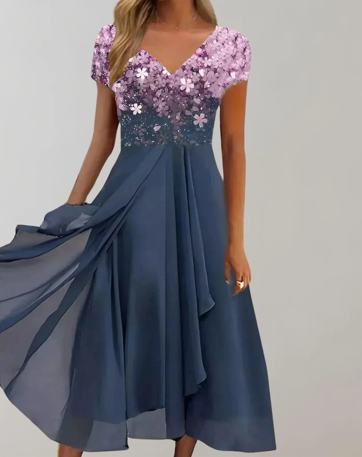 Heidi-Mode | Kleid mit Leuchtenden Blumen Abendkleid für Damen Glänzendes Topkleid - Image 4