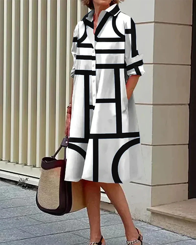 Heidi-Mode | Kleid mit Taschen und Geometrischem Aufdruck - Image 10