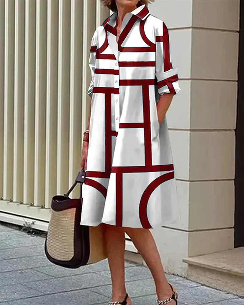 Heidi-Mode | Kleid mit Taschen und Geometrischem Aufdruck - Image 9