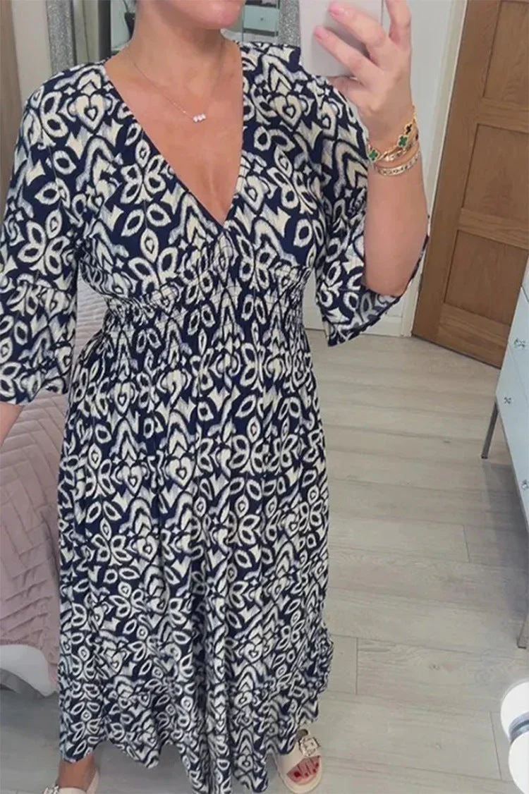 Heidi-Mode | Kleid Modisches Maxikleid mit V-Ausschnitt und Blumenmuster für Frauen - Image 3