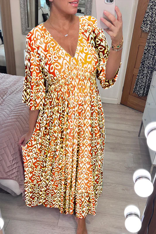 Heidi-Mode | Kleid Modisches Maxikleid mit V-Ausschnitt und Blumenmuster für Frauen - Image 5