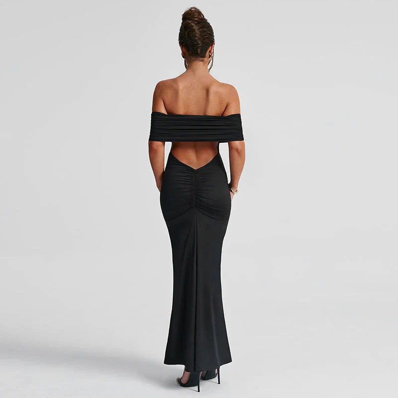 Heidi-Mode | Kleid Offene Rückseite Bodycon Off Shoulder Kleid Elegantes Kleid - Image 4
