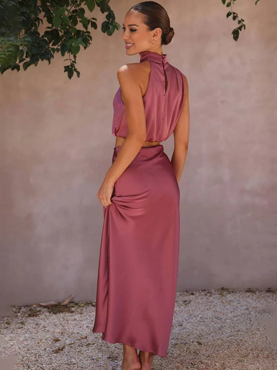 Heidi-Mode | Kleid Gäste Hochzeit Damen Halter Ärmellos Damen Elegante Abend Zweiteilige Brautjungfernkleid - Image 25