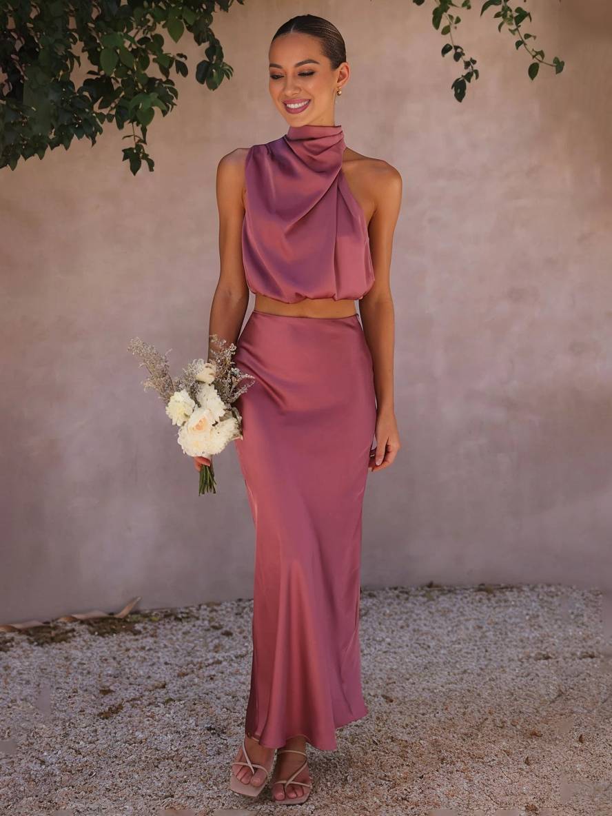Heidi-Mode | Kleid Gäste Hochzeit Damen Halter Ärmellos Damen Elegante Abend Zweiteilige Brautjungfernkleid - Image 33