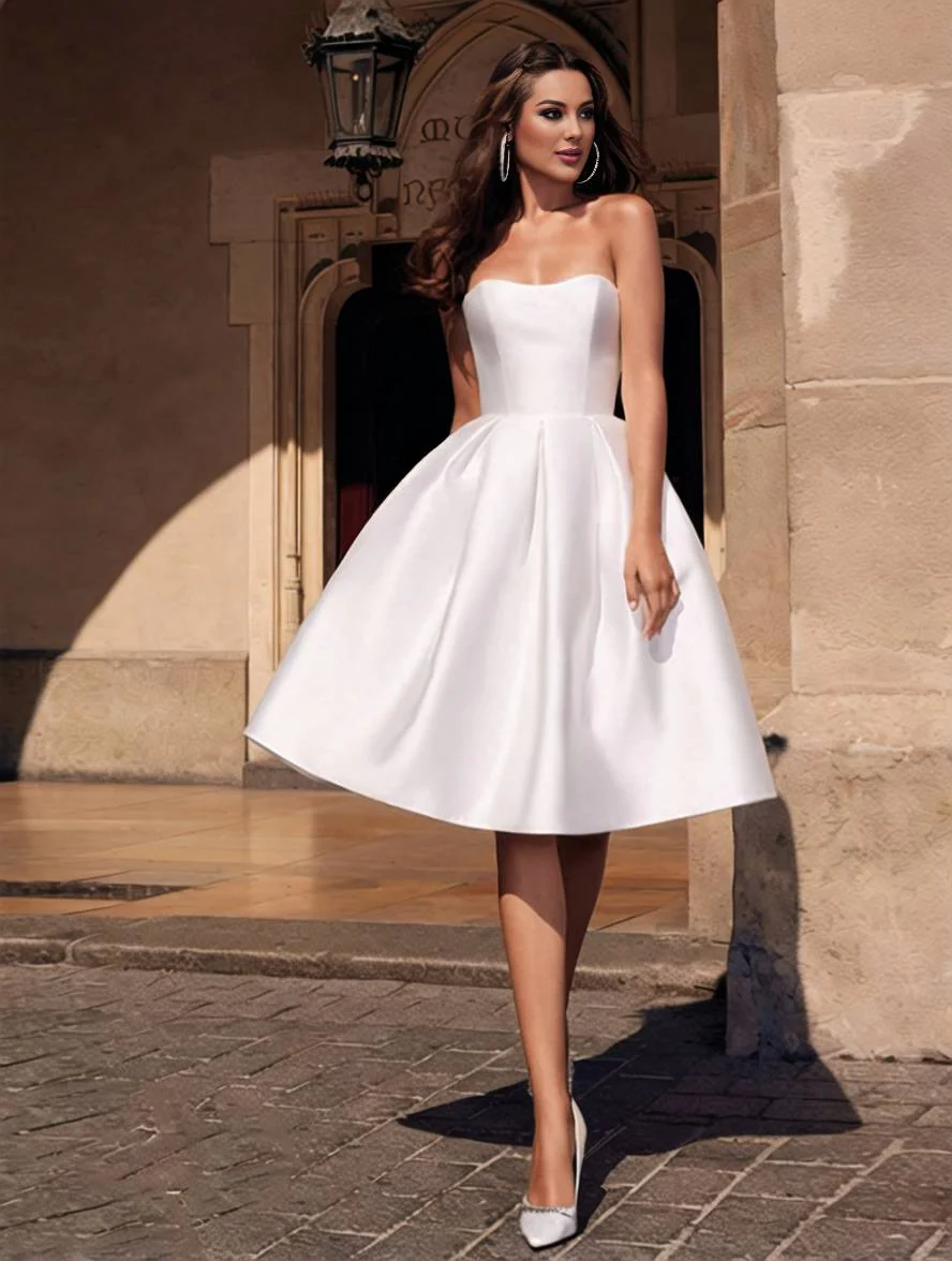 Heidi-Mode | A-Linie Strapless Bustier Rückenfreies Kleid Elegantes Ballabend für Hochzeit Cocktail - Image 2