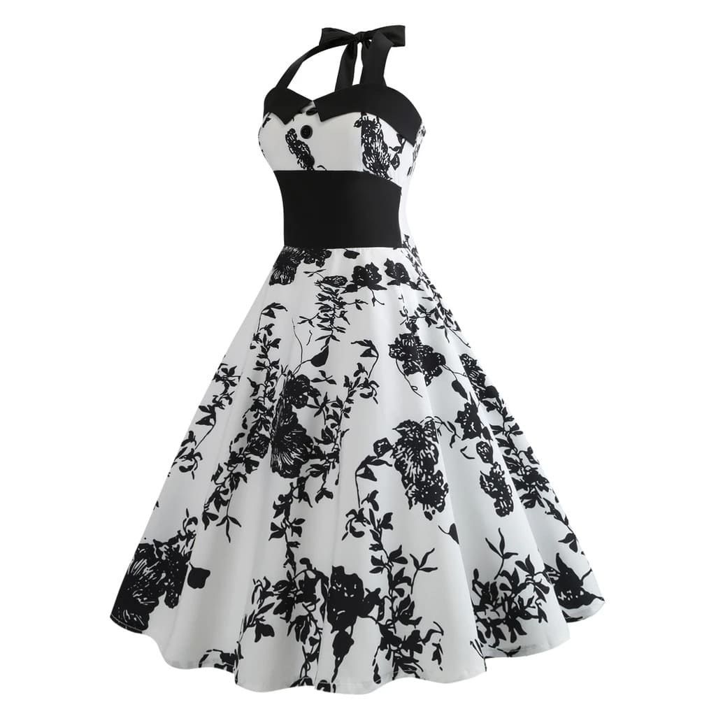 Heidi-Mode | Vintage Kleid Pin-Up Schwarze Blumen