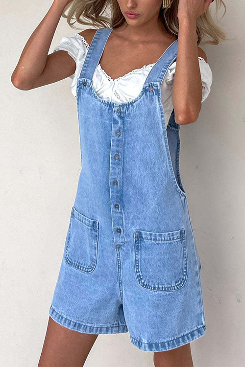 Heidi-Mode | Rosiedress Knopfverschluss mit Taschen Denim Einteiler - Image 2