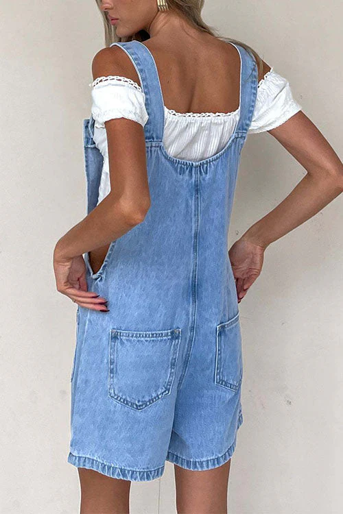 Heidi-Mode | Rosiedress Knopfverschluss mit Taschen Denim Einteiler - Image 4
