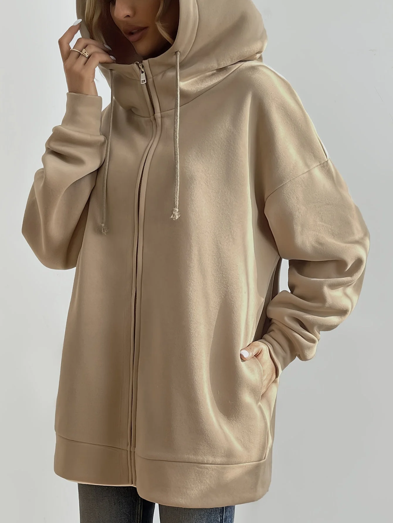 Heidi-Mode | Comfort - Extrem Bequemer Langer Zip-Up-Plüsch-Hoodie mit Kapuze für Damen - Image 6