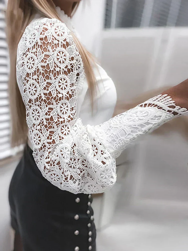 Heidi-Mode | Kragen Spitze Patchwork Bluse - Image 2