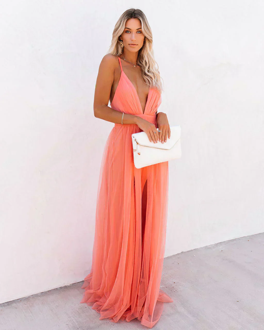Heidi-Mode | Criss Cross Rücken Niedrige Hals Transparent Maxi Anlass Kleid für Frauen Verema