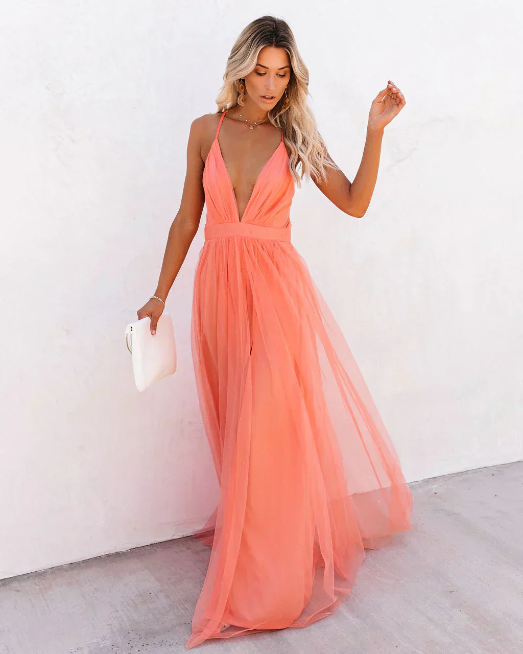 Heidi-Mode | Criss Cross Rücken Niedrige Hals Transparent Maxi Anlass Kleid für Frauen Verema - Image 5