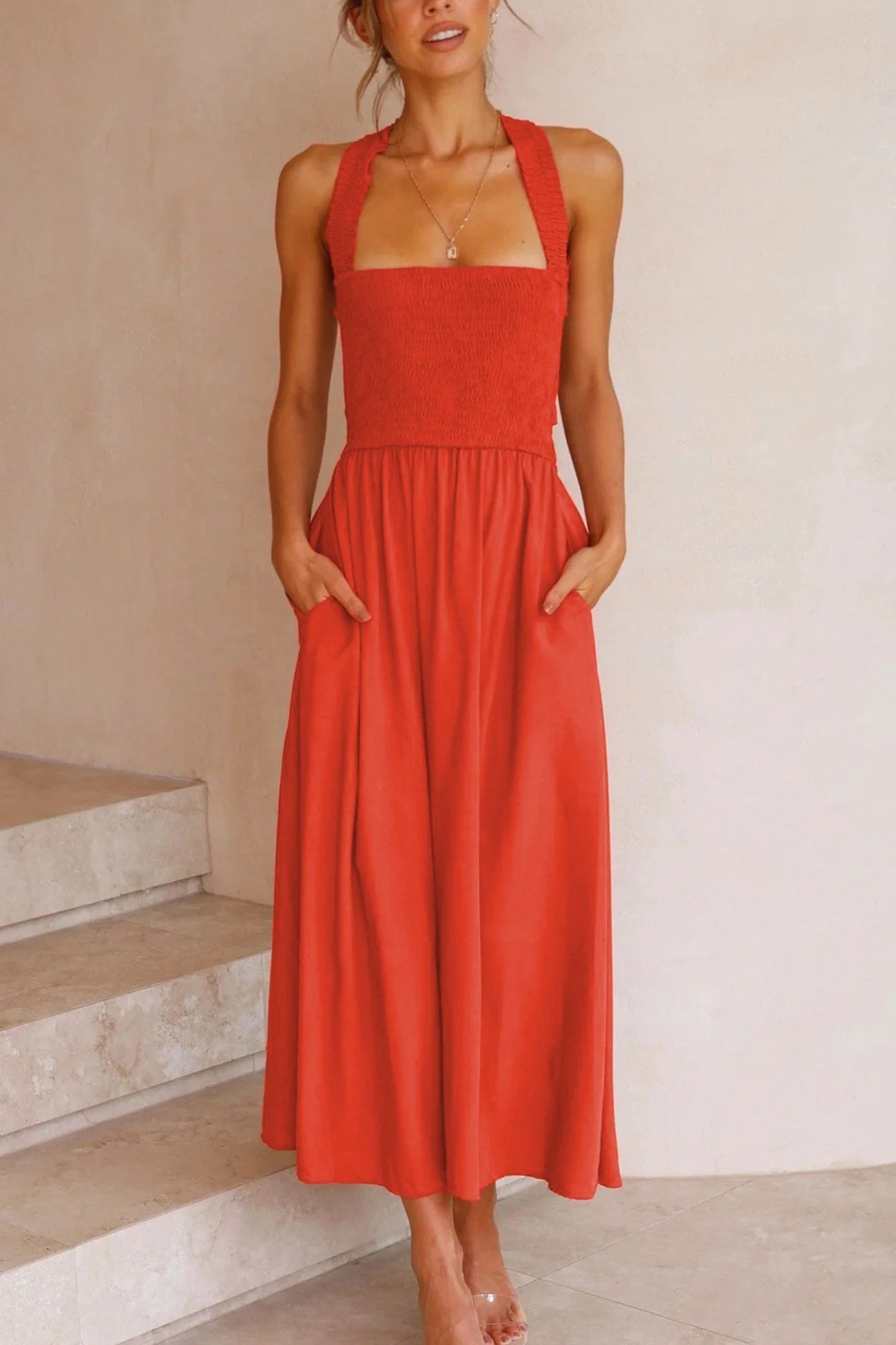 Heidi-Mode | Crisscross Tie-Back Midi Kleid - Image 2