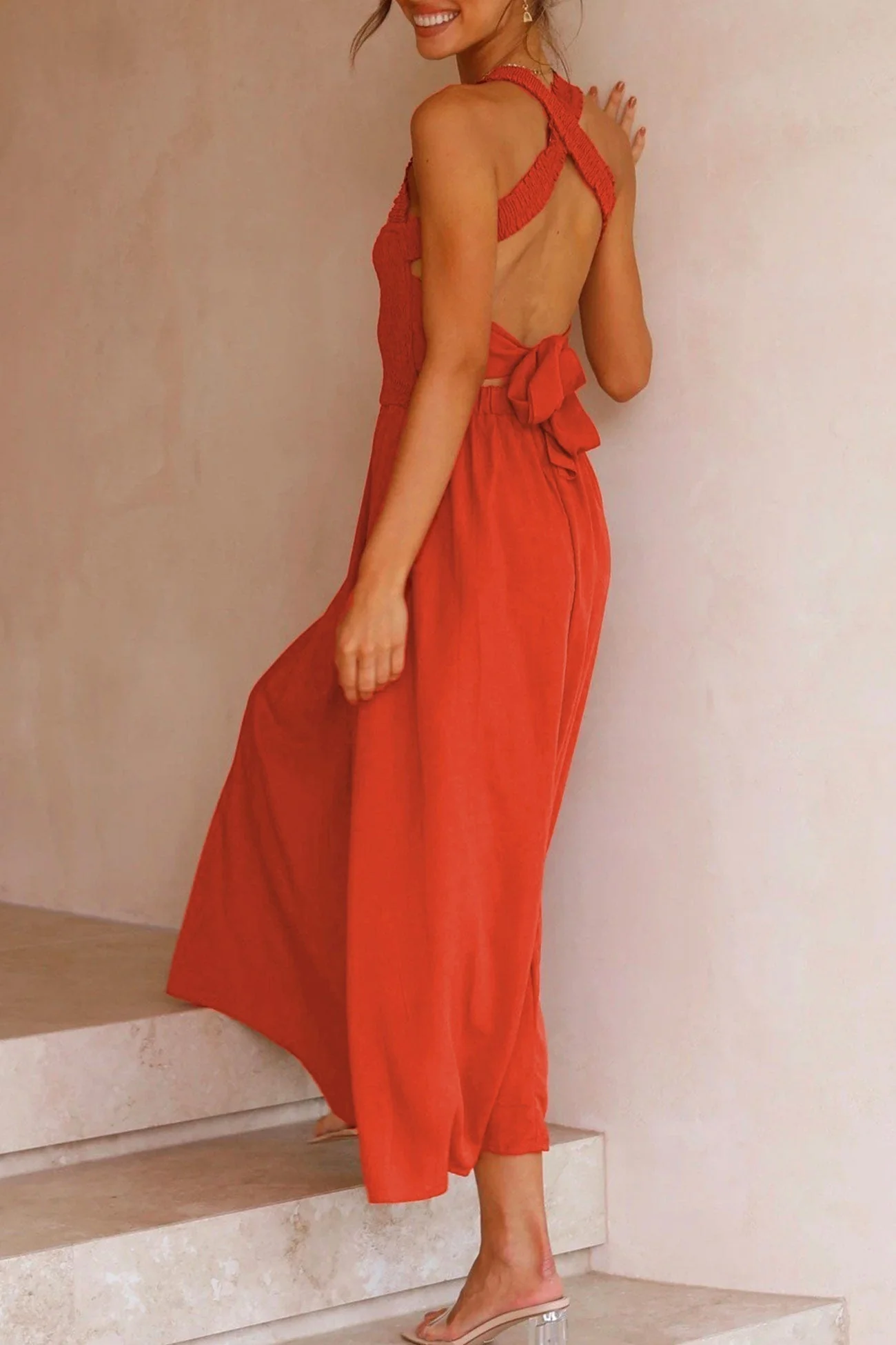Heidi-Mode | Crisscross Tie-Back Midi Kleid - Image 3