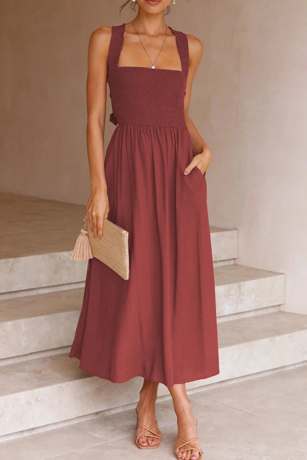 Heidi-Mode | Crisscross Tie-Back Midi Kleid - Image 5