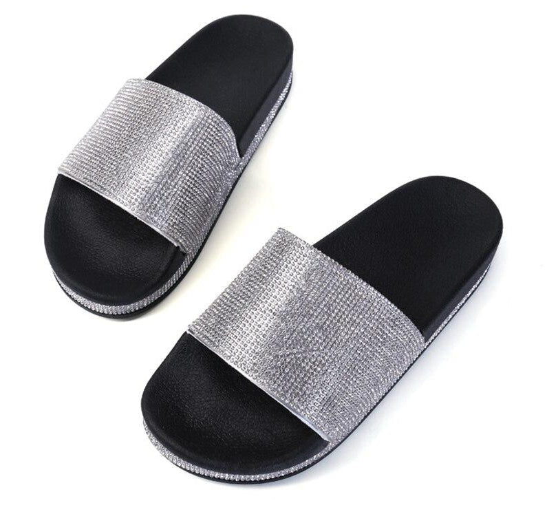 Heidi-Mode | Kristall Diamant Slides mit Besatz Sandalen - Image 10