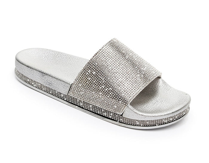 Heidi-Mode | Kristall Diamant Slides mit Besatz Sandalen - Image 12
