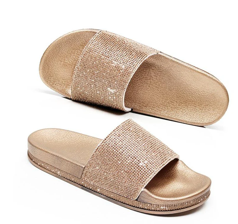 Heidi-Mode | Kristall Diamant Slides mit Besatz Sandalen - Image 2