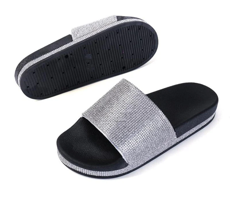 Heidi-Mode | Kristall Diamant Slides mit Besatz Sandalen - Image 4