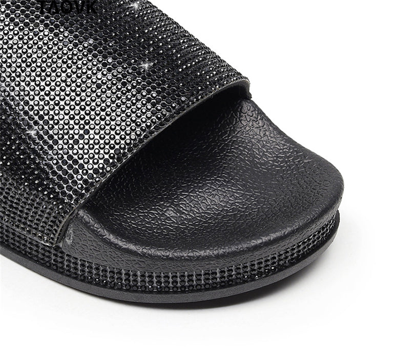 Heidi-Mode | Kristall Diamant Slides mit Besatz Sandalen - Image 7