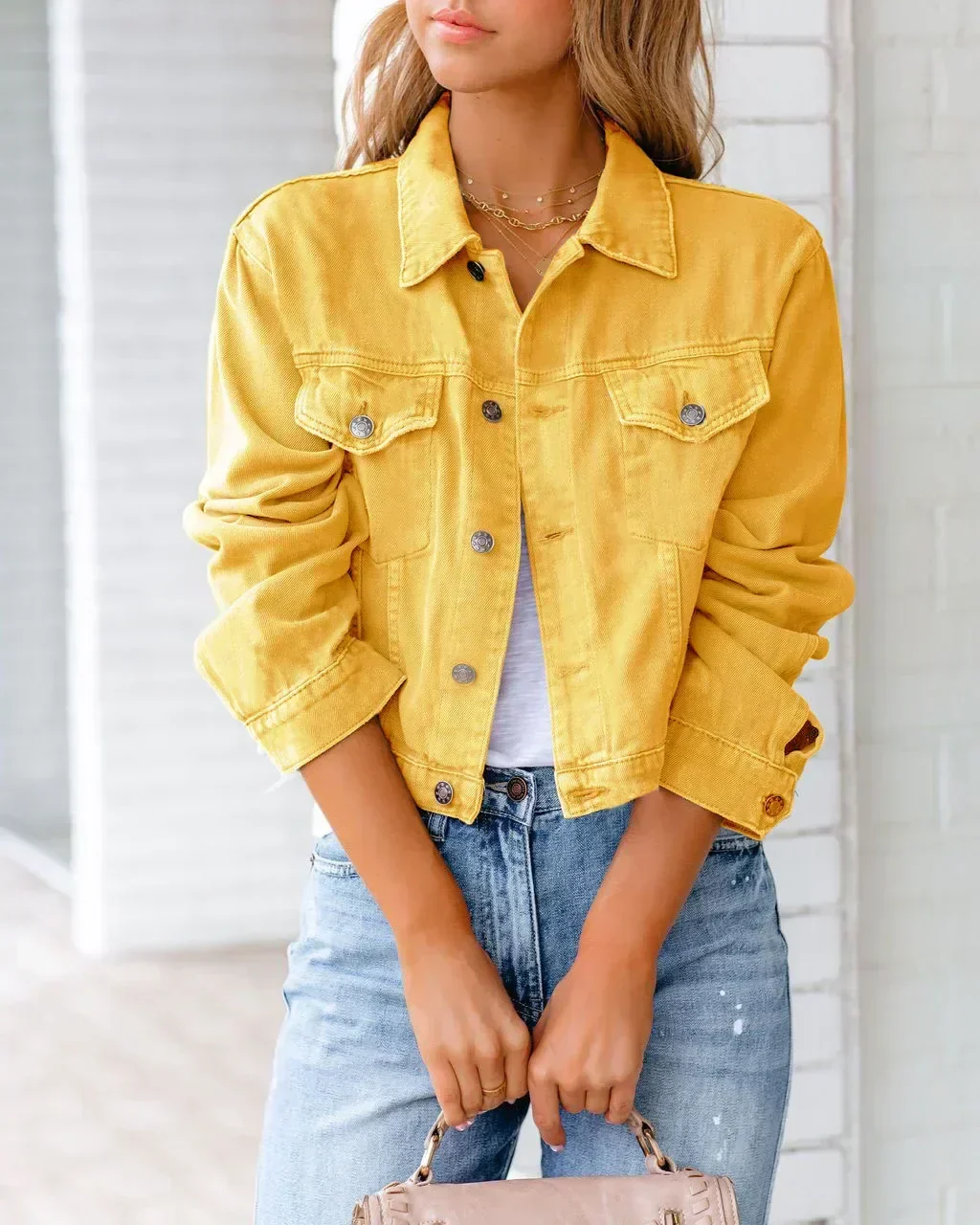 Heidi-Mode | Kurze Taschenjacke Mode Streetwear Einfache Knopf Trend Frauen Denim Jacken Lange Ärmel Herbst Neu Denim Denim Jacken - Image 9