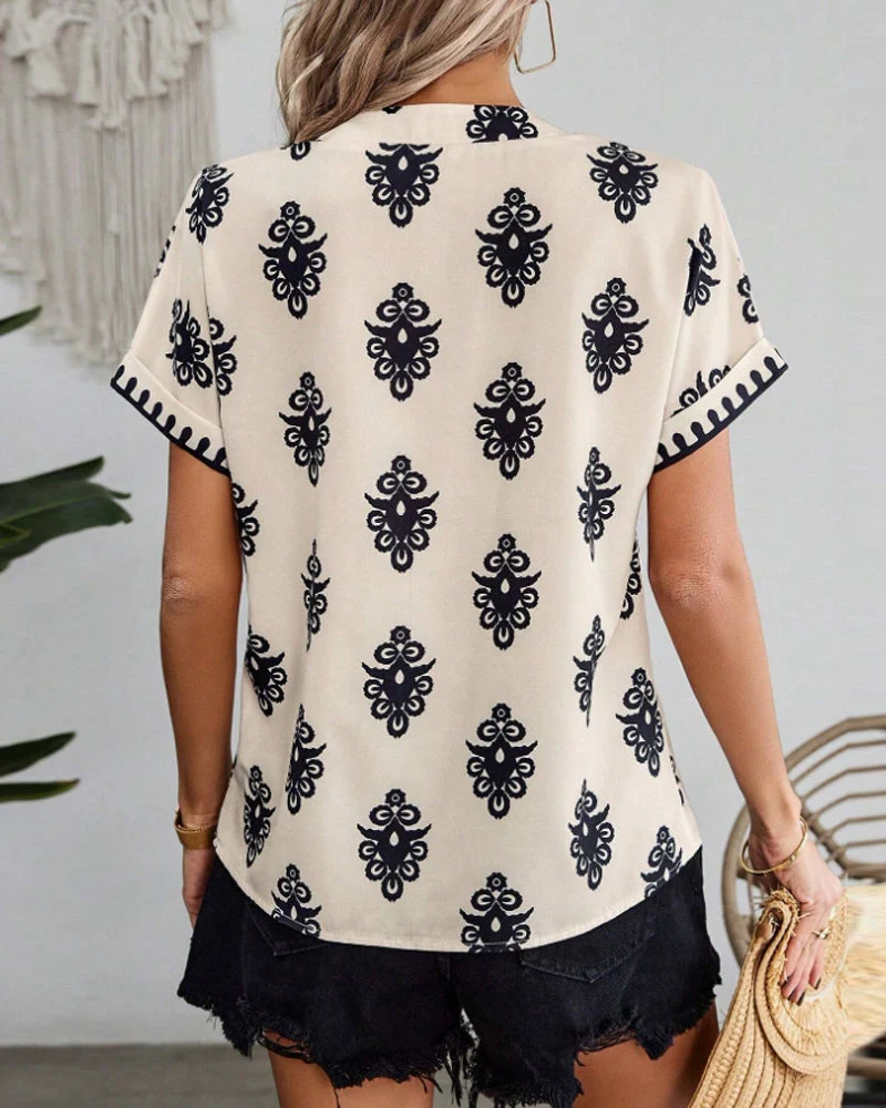 Heidi-Mode | Kurzärmlige Elegante Bluse mit Druck - Image 2